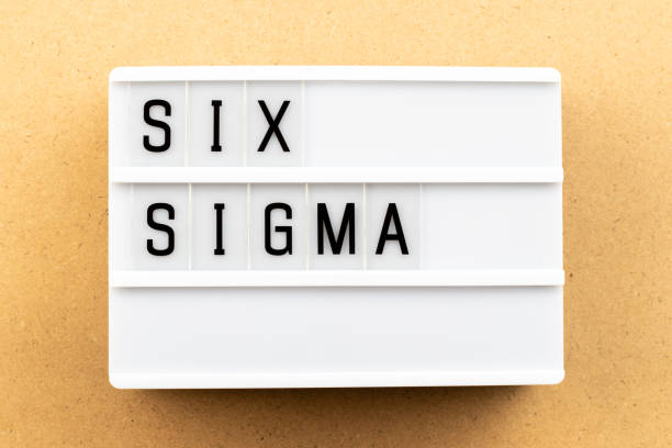 istock Light box with word six sigma on wood background 1146050813