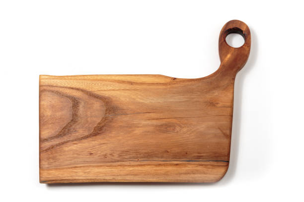 istock Wooden cutting board on a light background 1146052255