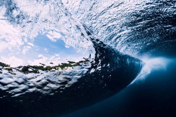 istock Barrel wave underwater with air bubbles. Ocean in underwater 1146052726
