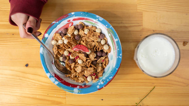 istock Crispy corn flakes and goat milk. Brekfast is the main meal. 1146054589