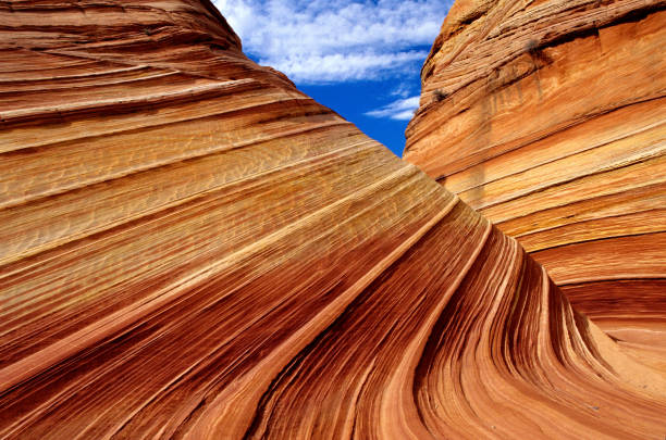 the wave #2 in coyote buttes area of vermilion cliffs national monument in arizona utah usa. - rock strata natural pattern abstract scenics imagens e fotografias de stock