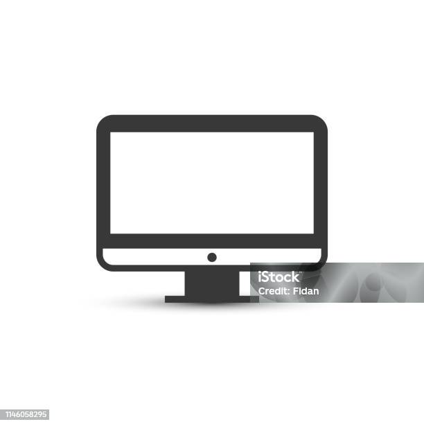 Vector Computer Monitor Icon Screen Symbol For Design Advertising Banner Stock Illustration - Download Image Now