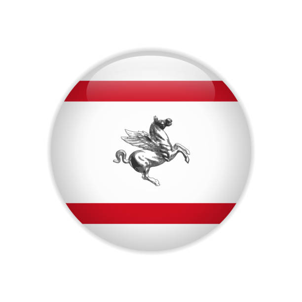 Flag of Tuscany button Flag of Tuscany button arezzo stock illustrations