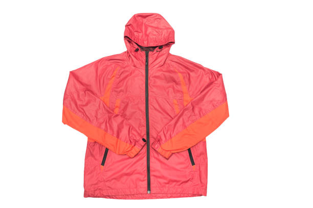 istock Red yellow and black zipper windbreaker hiking jacket 1146059879