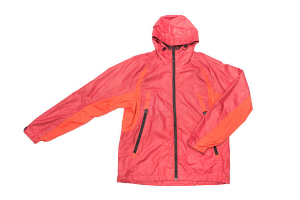 istock Red yellow and black zipper windbreaker hiking jacket 1146060806