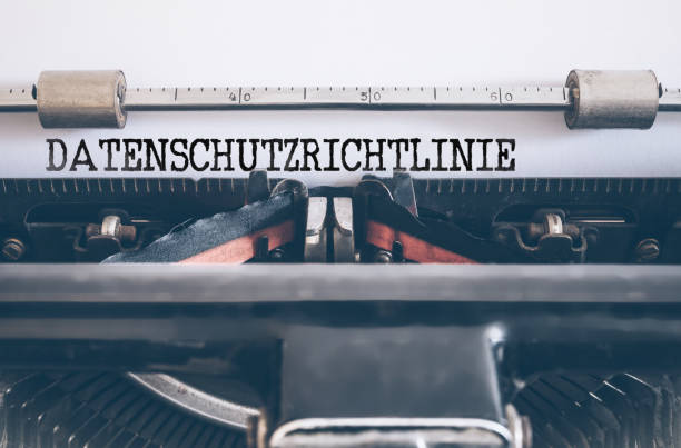 istock word DATENSCHUTZRICHTLINIE written on vintage manual typewriter 1146061091
