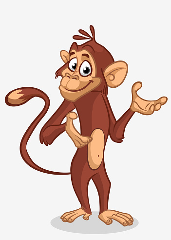 Pretty Monkey Cartoon Vector Illustration Of Chimpanzee Monkey Stock  Illustration - Download Image Now - iStock