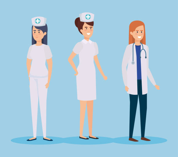 ilustrações de stock, clip art, desenhos animados e ícones de doctor and nurse characters - healthcare and medicine nurse doctor general practitioner