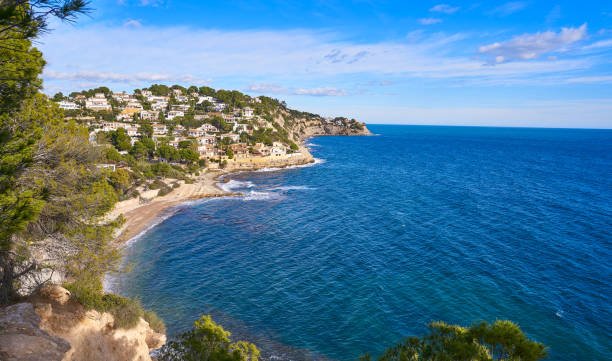 Benissa cala Baladrar beach from Alicante Benissa cala Baladrar beach aerial from Alicante also Benisa in Spain benissa stock pictures, royalty-free photos & images