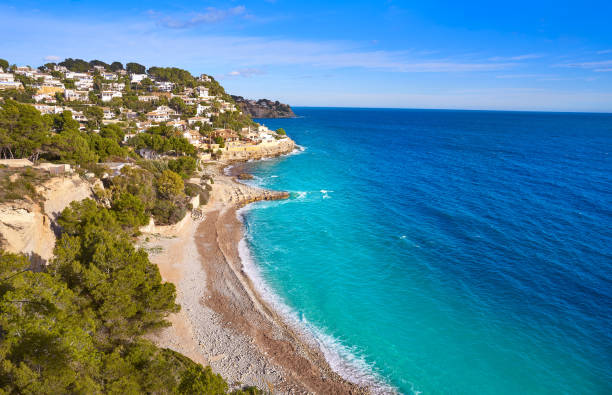 Benissa cala Baladrar beach from Alicante Benissa cala Baladrar beach aerial from Alicante also Benisa in Spain benissa stock pictures, royalty-free photos & images
