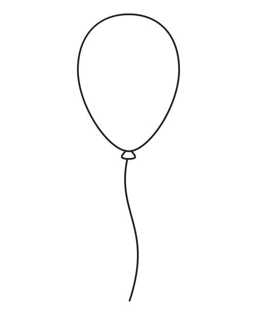 Line art black and white baloon Line art black and white baloon. Decorative party element. Birthday themed vector illustration for icon, stamp, label, certificate, brochure, gift card, poster, coupon or banner decoration black and white balloons stock illustrations