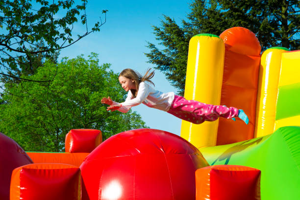 istock Girl Jumping on an Inflate Ball 1146064175