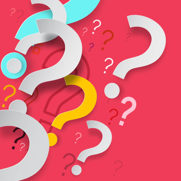 Paper Cut Question Marks on Red Background. Mystery or FAQ Backdrop vector art illustration