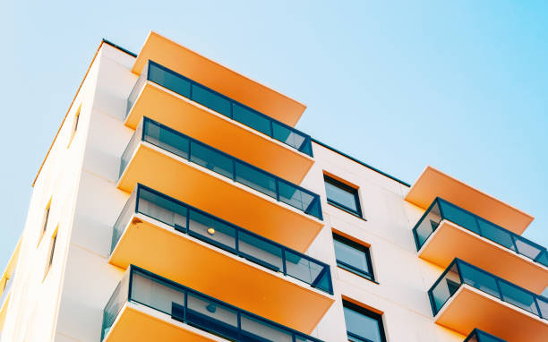 Residential apartment home facade and blank place for copy space