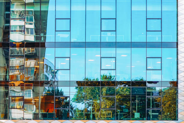 istock Fragment of modern futuristic glass skyscraper architecture 1146066922