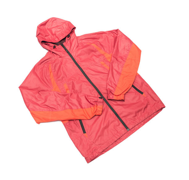istock Red yellow and black zipper windbreaker hiking jacket 1146068663
