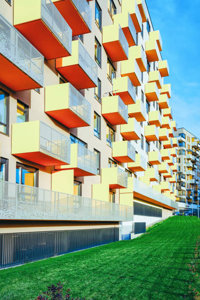 istock Modern residential apartment house building with parking 1146068666