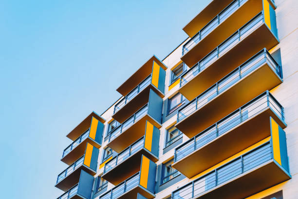 istock Fragment of modern apartment house copy space 1146069077