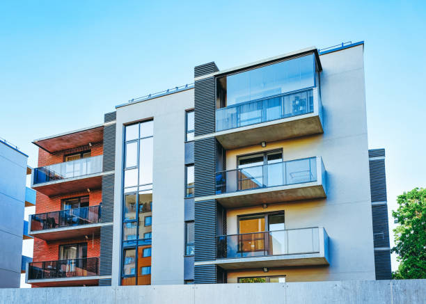 istock Facade of modern luxury apartment building architecture 1146070258