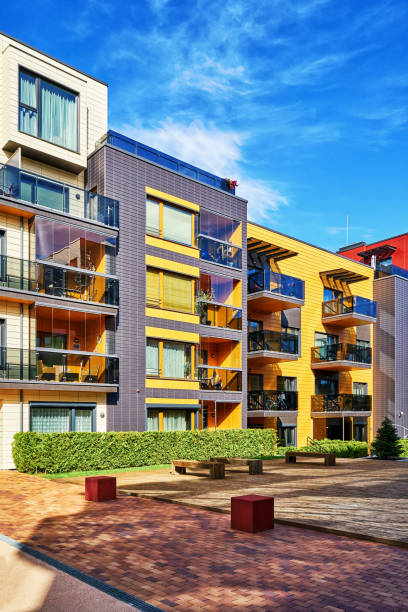 istock Benches at Modern complex of apartment residential 1146070595