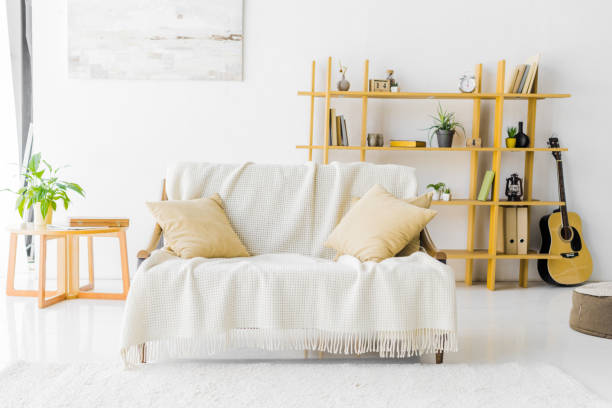 istock modern living room with sofa, coffee table and bookshelf 1146070846