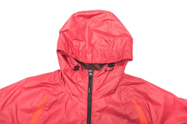 istock Red yellow and black zipper windbreaker hiking jacket 1146071007