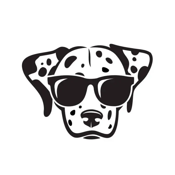 Vector illustration of Dalmatian dog wearing sunglasses - vector illustration