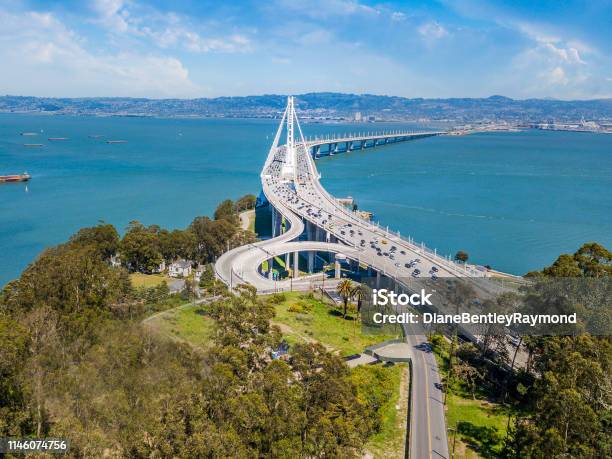 Aerial View Of Bay Bridge Stock Photo - Download Image Now - Oakland - California, California, San Francisco - California