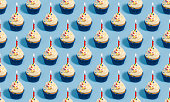 Birthday cupcake seamless pattern