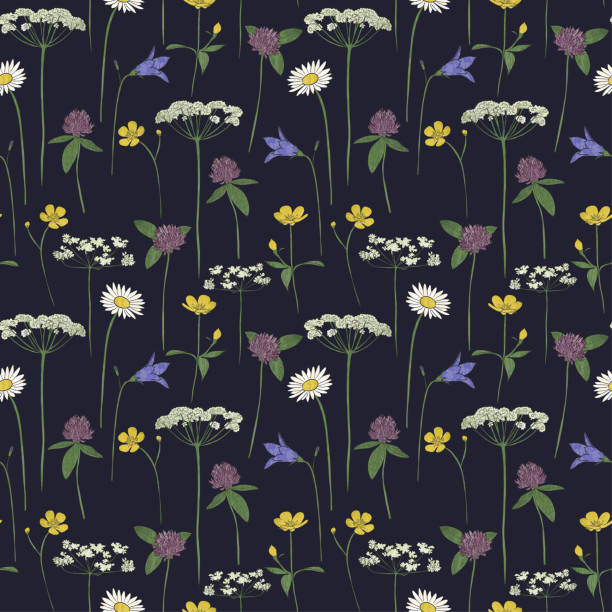 Seamless pattern midsummer flowers Seamless pattern midsummer flowers, vector swedish summer stock illustrations