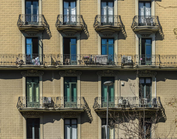 Typical  architectural details in the city center of the Barcelona, Spain