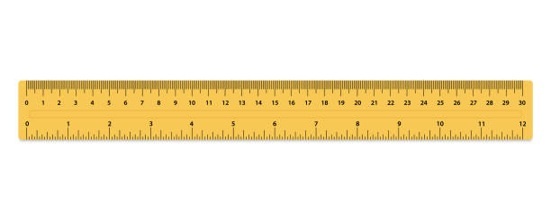 istock Metric Rulers. Size indicator units. Measuring tool. Ruler 30 cm. Plastic yellow isolated ruler with inch and centimeters 1146078650