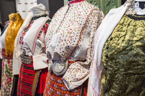 istock Traditional bulgarian clothes -  materials and embroiders. 1146080066