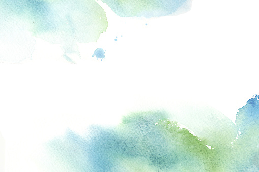 Hand drawn watercolor abstract beautiful blue and green stains. colorful background