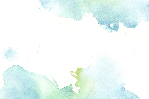 Hand drawn watercolor abstract beautiful blue and green stains. colorful background