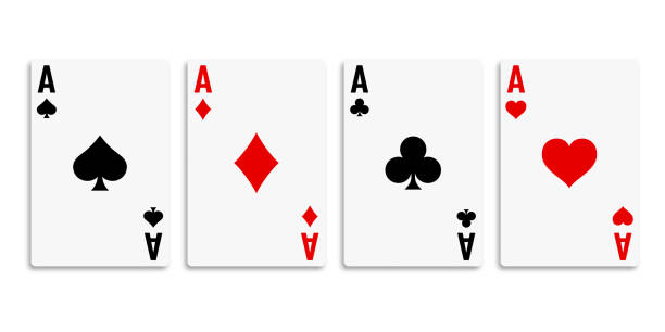 классические четыре туза на белом фоне. векторная иллюстрация. - cards ace leisure games gambling stock illustrations