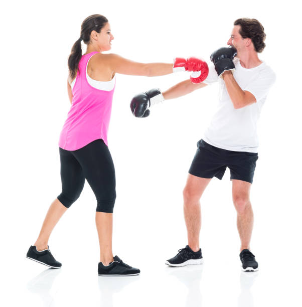 istock Woman boxing with man 1146084835