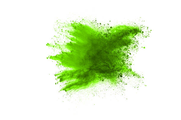 istock Green powder explosion on white background. Colored cloud. Colorful dust explode. Paint Holi. 1146088557