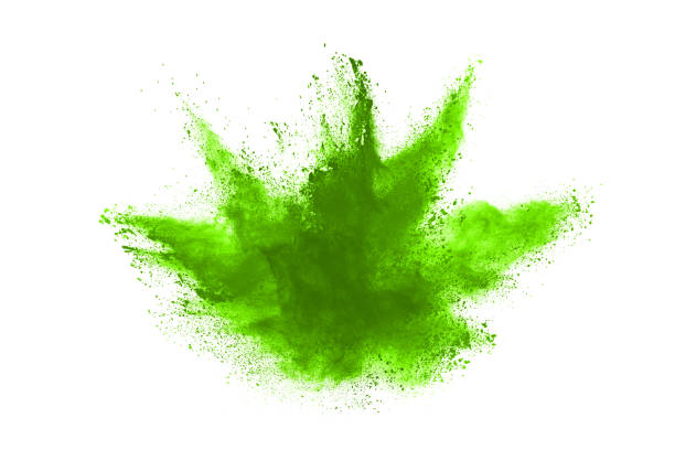 istock Green powder explosion on white background. Colored cloud. Colorful dust explode. Paint Holi. 1146088576