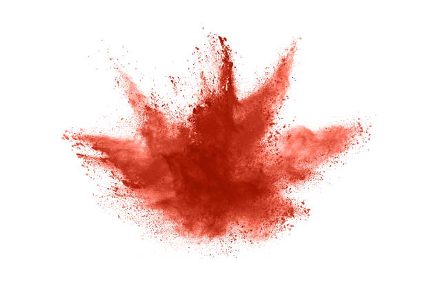 istock living coral color powder explosion on white background. Colored cloud. Colorful dust explode. Paint Holi. 1146088773