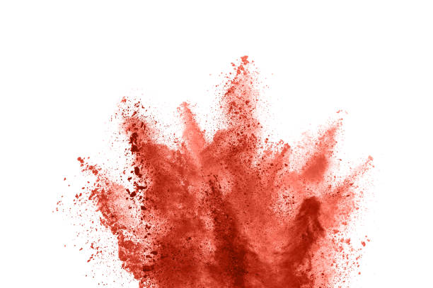 istock living coral color powder explosion on white background. Colored cloud. Colorful dust explode. Paint Holi. 1146088775