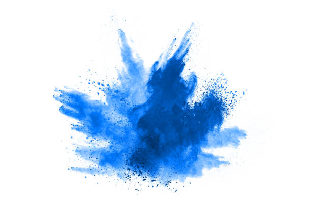 istock Blue color powder explosion on white background. Colored cloud. Colorful dust explode. Paint Holi. 1146088954