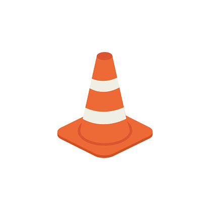 Traffic cone vector isometric illustration