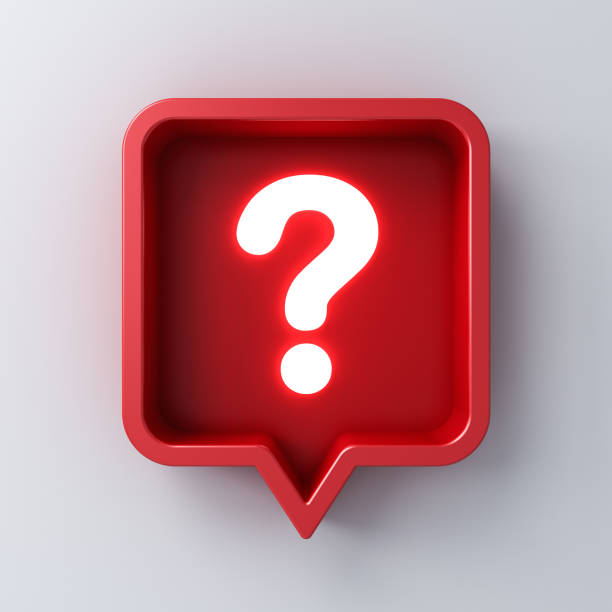 istock 3d social media notification neon light question mark icon in red rounded square pin isolated on white background with shadow 3D rendering 1146093076