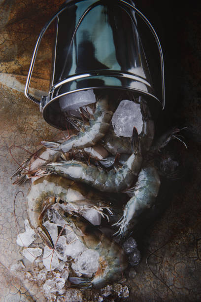 istock Shrimps or prawns and ice bucket. 1146093131
