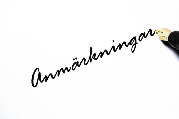 Handwritten Swedish text abstract - Anmärkningar