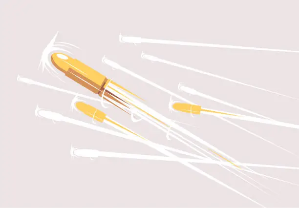 Vector illustration of Vector illustration of flying bullets, shots