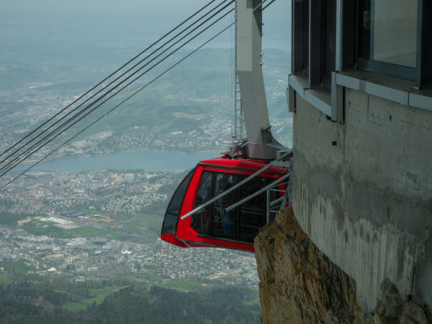 istock Beautiful Swiss Landscapes with Snow Alps cable railway 1146100593