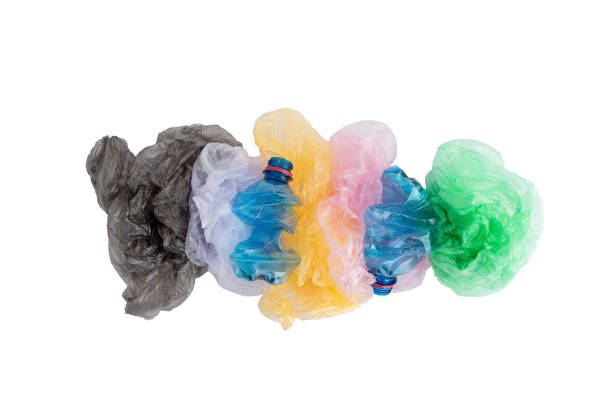 istock Plastic bags and bottles isolated on white background. No plastic garbage concept. 1146102158