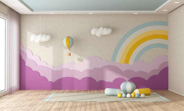 playroom com a decoração na parede do fundo - school supplies pencil colors apartment - fotografias e filmes do acervo